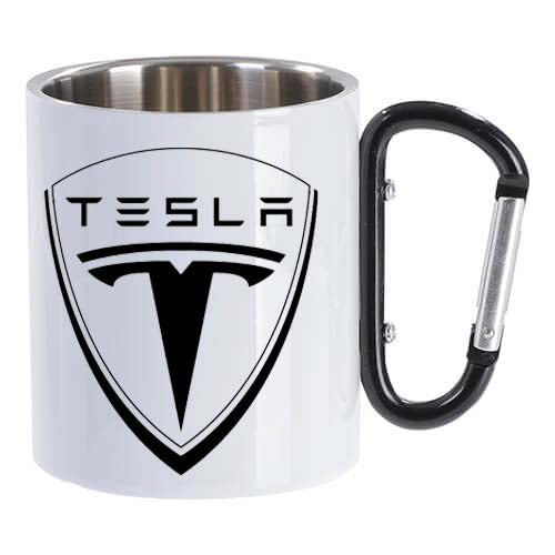 Hrnek kovový s karabinou - Tesla