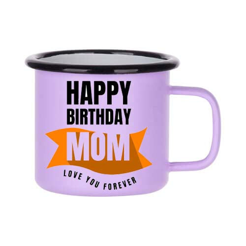 Hrnek kovový fialový - #1 Happy Birthday MOM love you forever