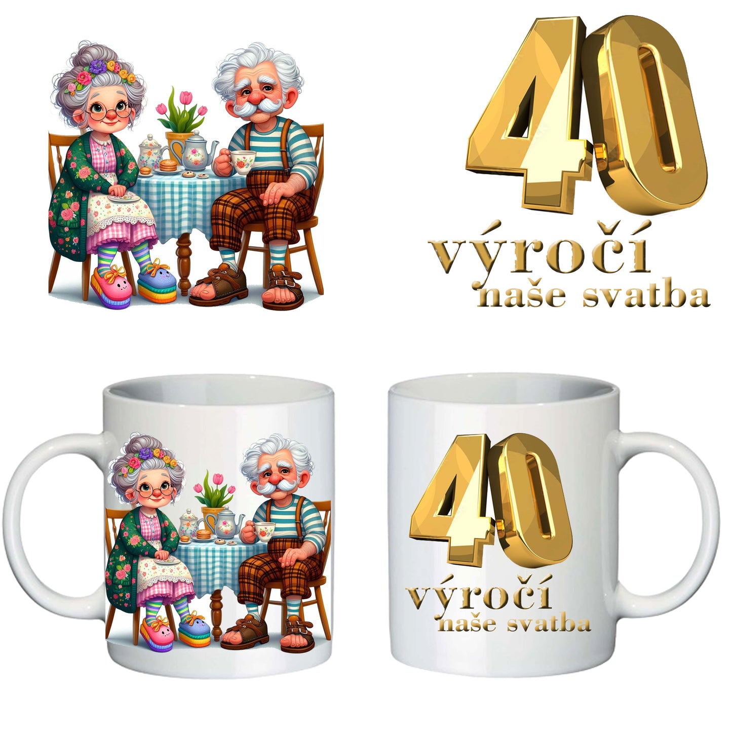 Bílý  hrnek - 40 let svatba