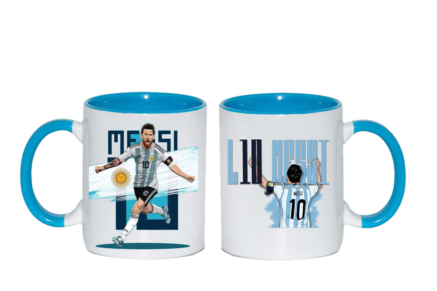 Hrnek bílý s modrý uchem - #1 Lionel Messi