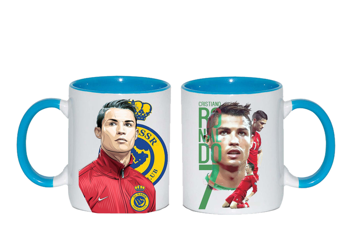 Hrnek bílý s modrý uchem - #1 Cristiano Ronaldo