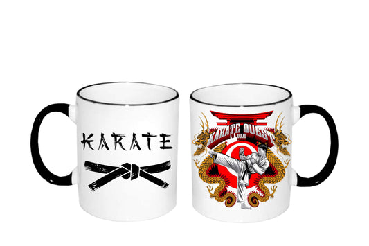 Hrnek bílý s černé uchem - #1 Karate